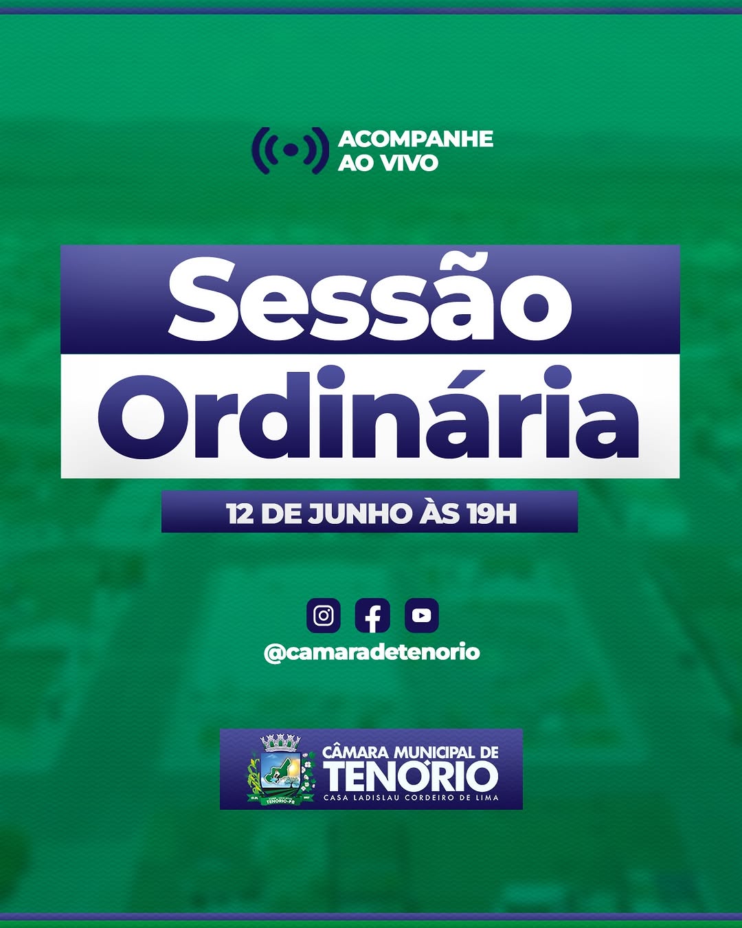 Câmara de Tenório convida população para Sessão Ordinária em 12 de junho